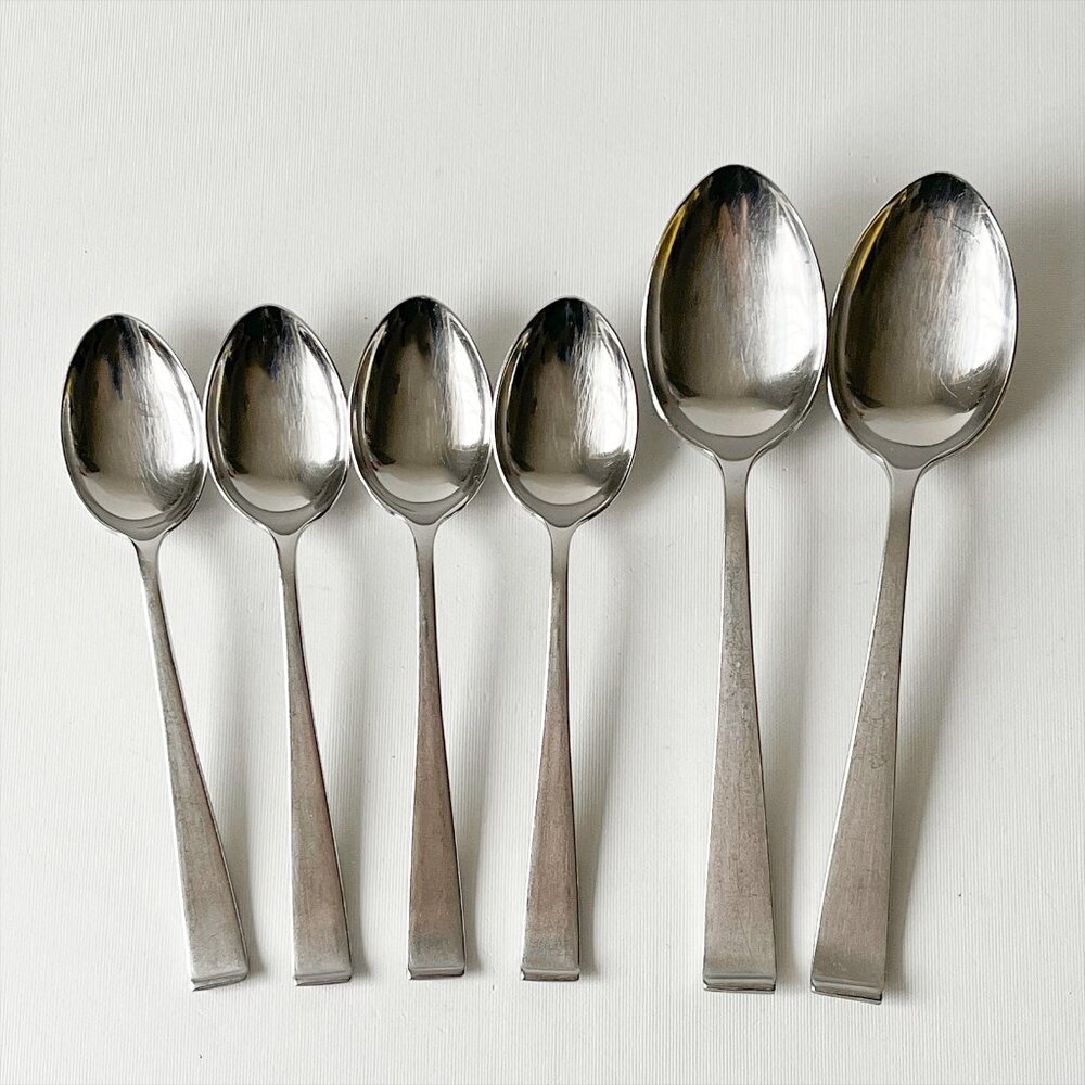 Vintage Lyon Stainless New Charm Flatware USA Made 6 Spoons MCM